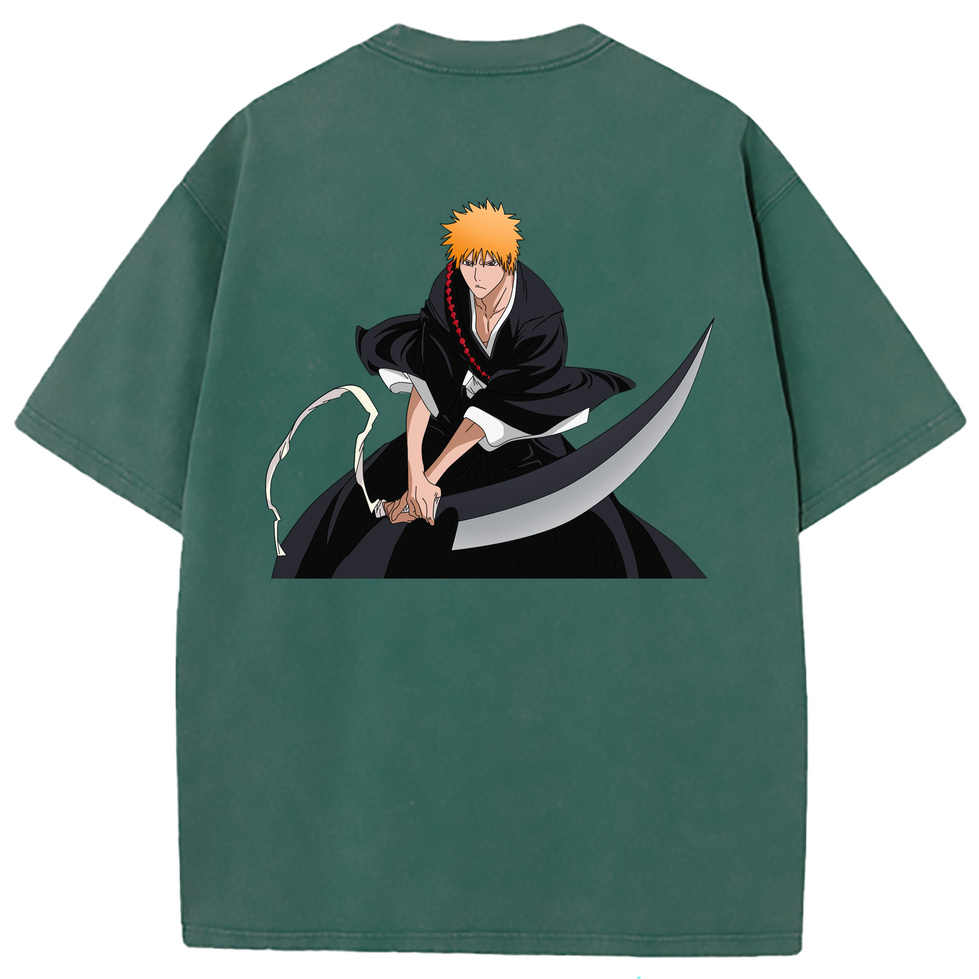 （画像用） ブリーチ 黒崎一護（くろさき いちご）BLEACH Kurosaki Ichigo 綿100% ヴィンテージ風 半袖Tシャツ（背面プリント）